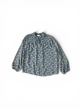 Pleione Navy and White Floral Print Top